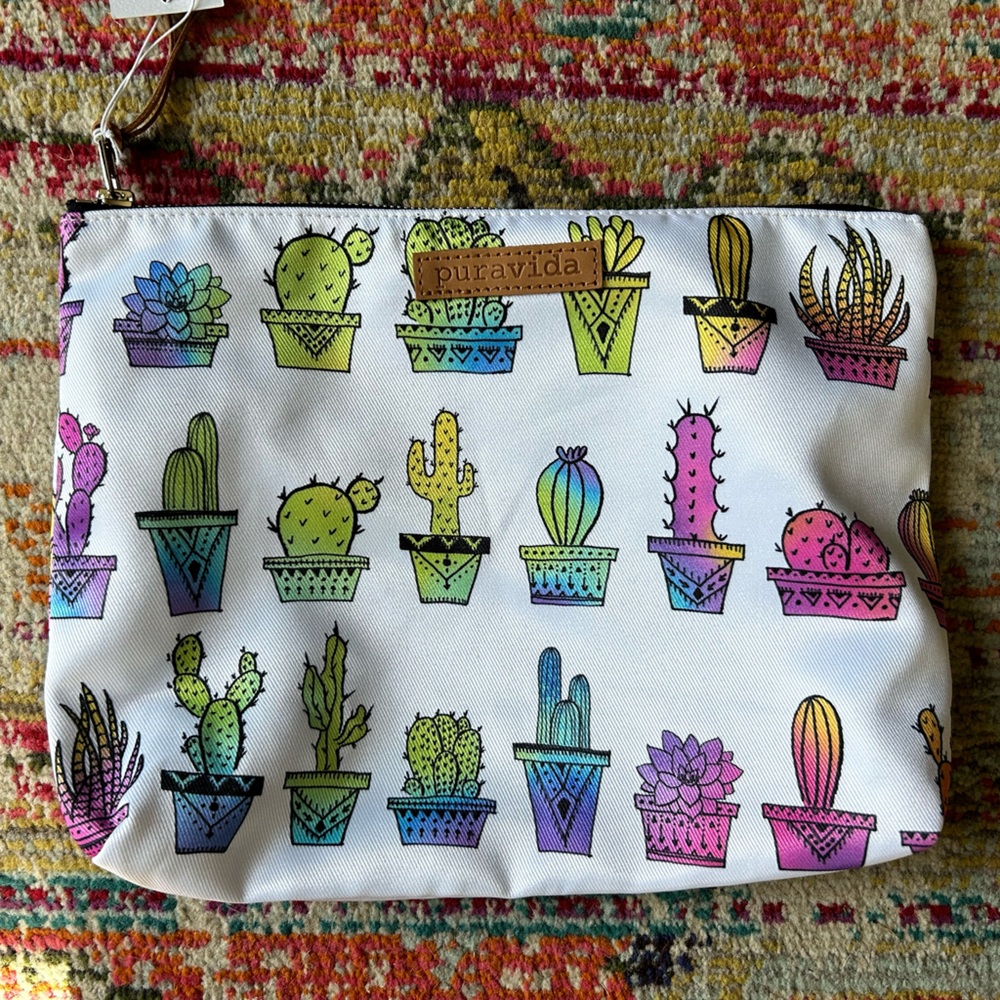 Pura Vida colorful cactus makeup bag 9x11
